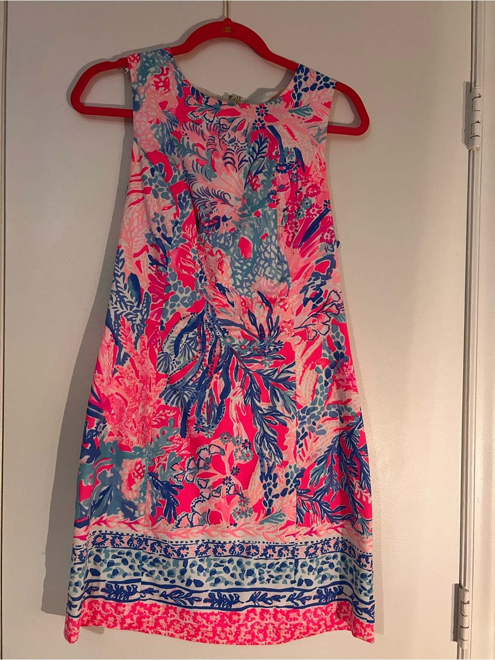 Lilly Pulitzer Coral, Pink & Blue Floral Sleeveless Midi Dress